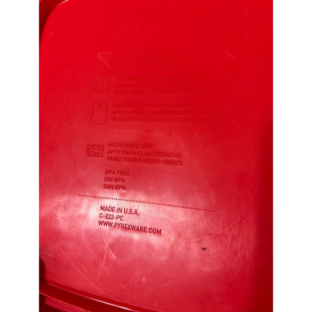 Pyrex Red Rectangular Storage Container Lid - Picture 3 of 7
